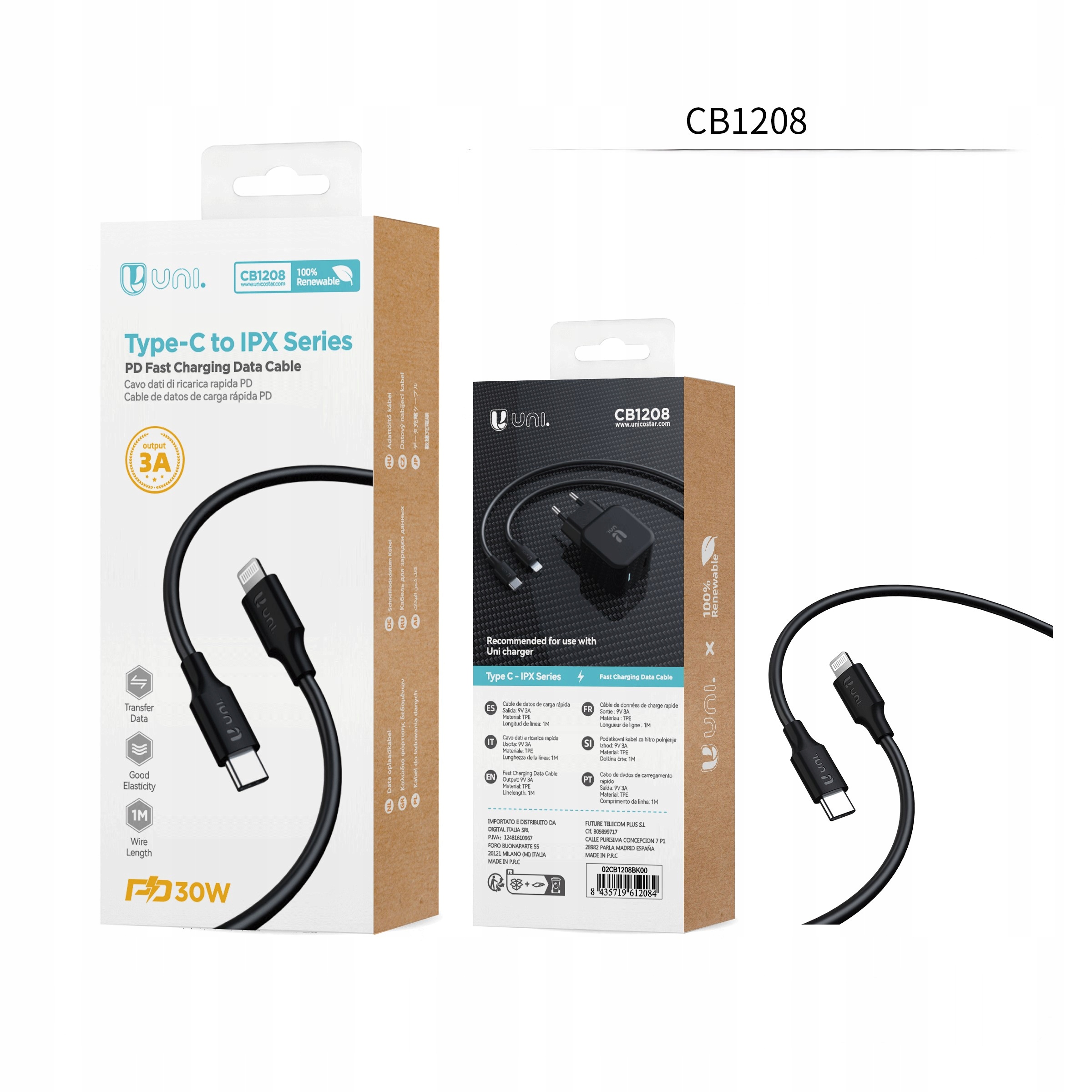 Kabel Usb-c Lighting Szybkie Ładowanie Do Iphone 1 M Solidnie Wykonany 30W