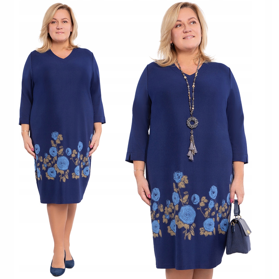 Tmavě modré květinové šaty 62