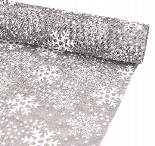 

Juta świąteczna szara śnieżynki 48cm 4,5m