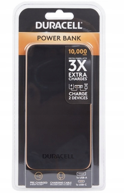 Powerbank Duracell Charge Plus 10000 mAh USB-A do USB-C