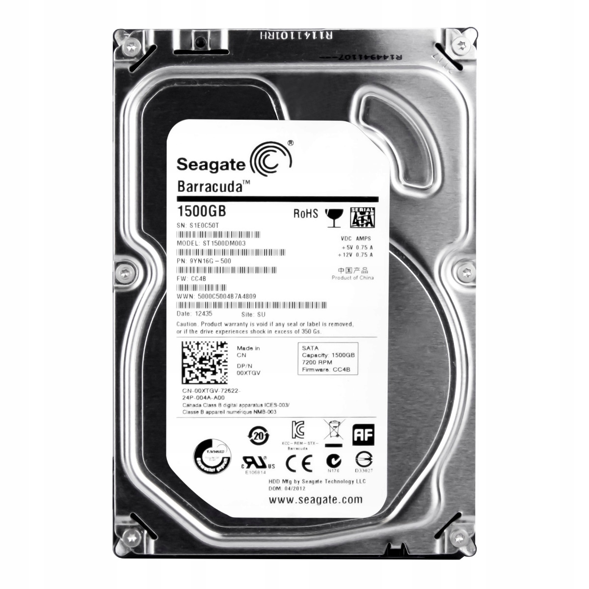 Dell 00XTGV 1.5TB 7.2K 64MB Sata III 3.5" ST1500DM003