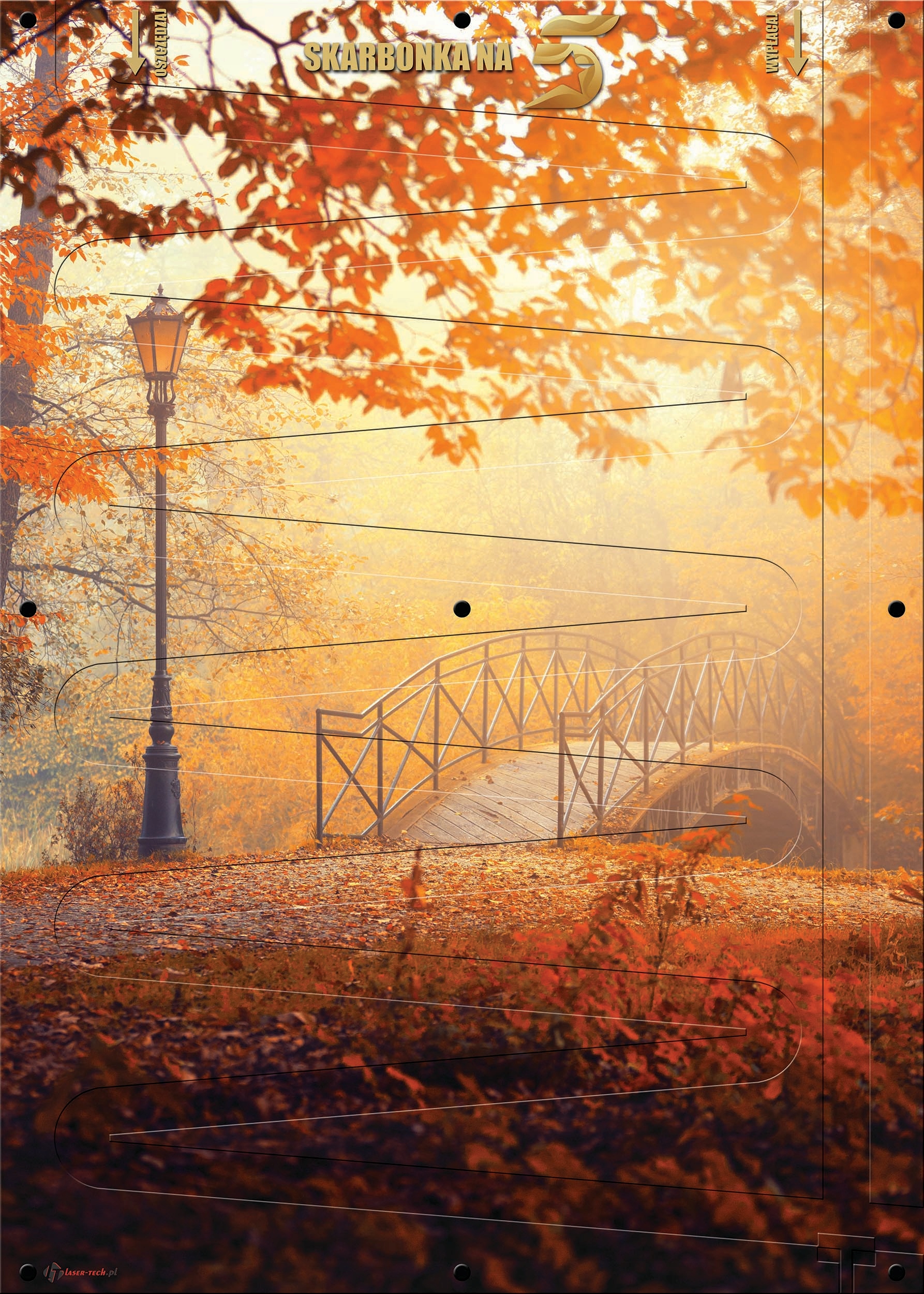 pokladnička na mince 5 zł (polských zlotých) XXL nástěnný obraz 50x70 cm Podzim