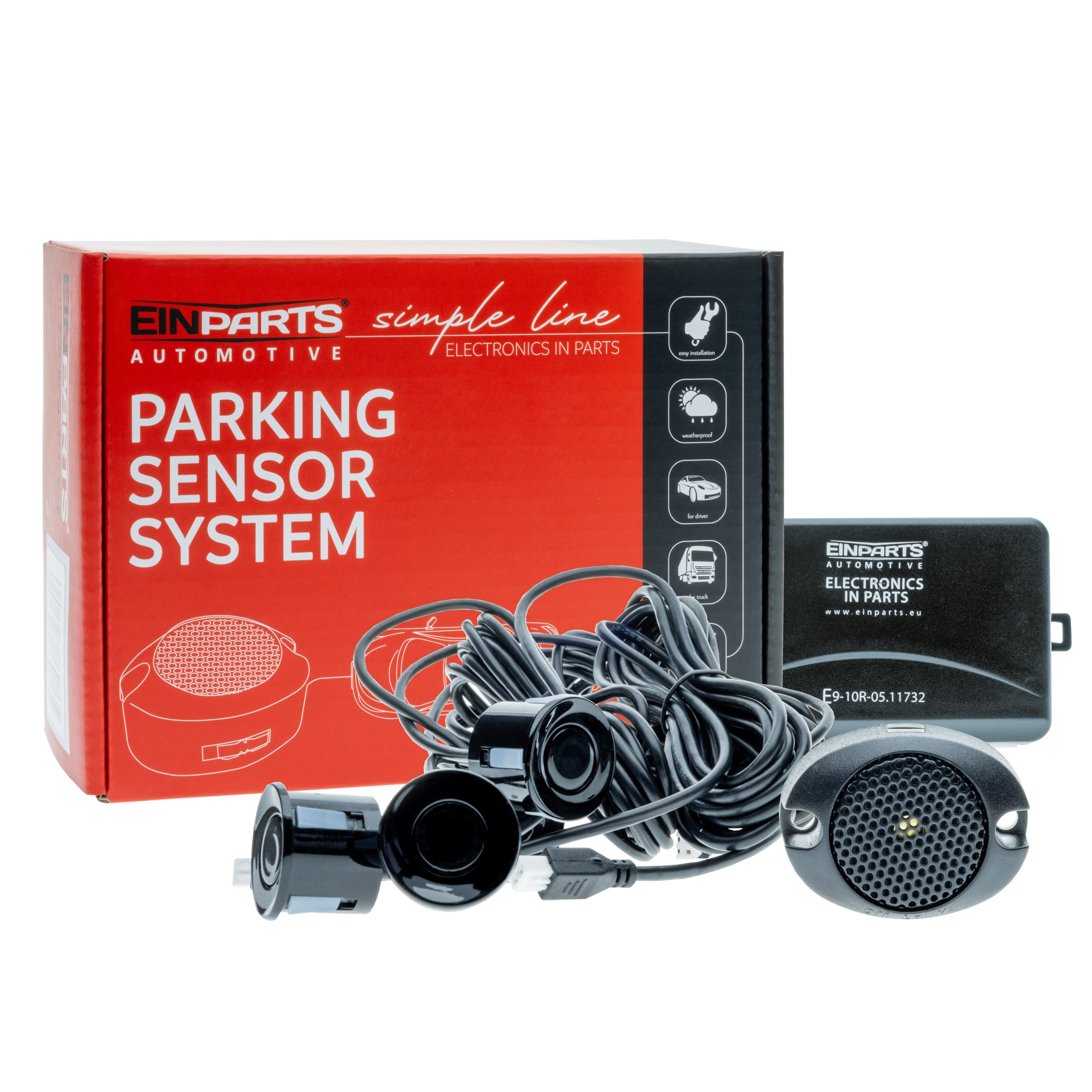 Czujnik cofania ultradźwiękowy EinParts Automotive czarny 4-sensorowy