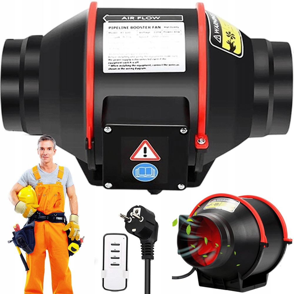 Wentylator Kanałowy Wyciągowy 100MM Z Pilotem Cichy 30DB 310M3/H IP44 40W
