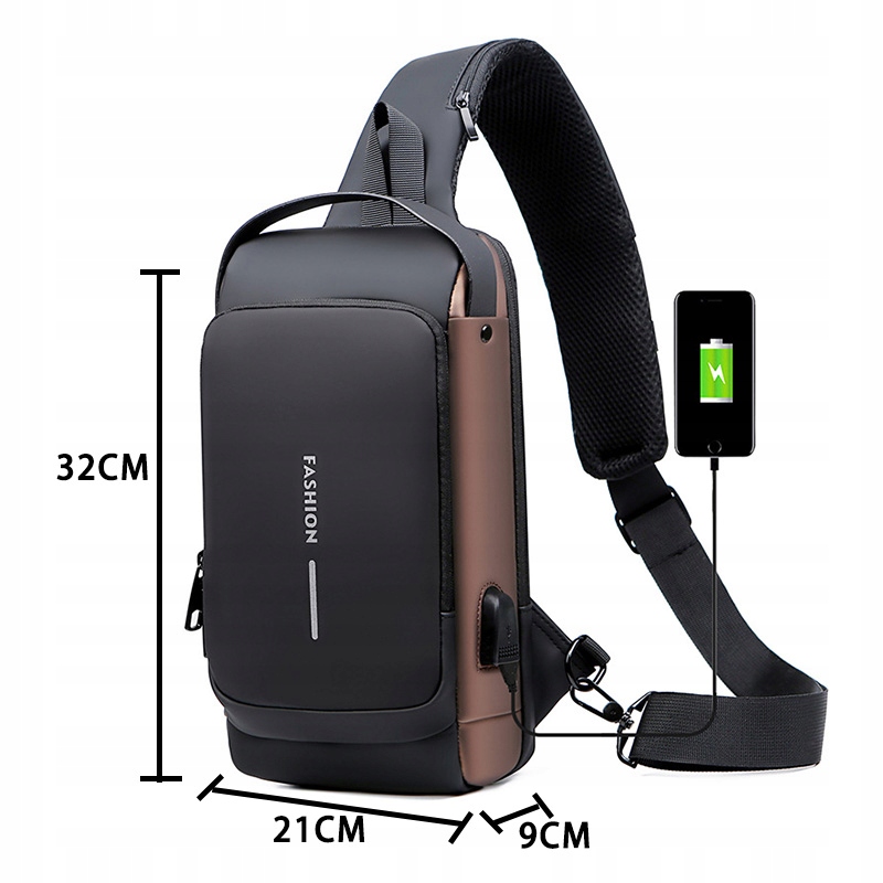 SASZETKA MĘSKA TORBA NERKA PLECAK WODOODPORNY USB Kod producenta N-546-1