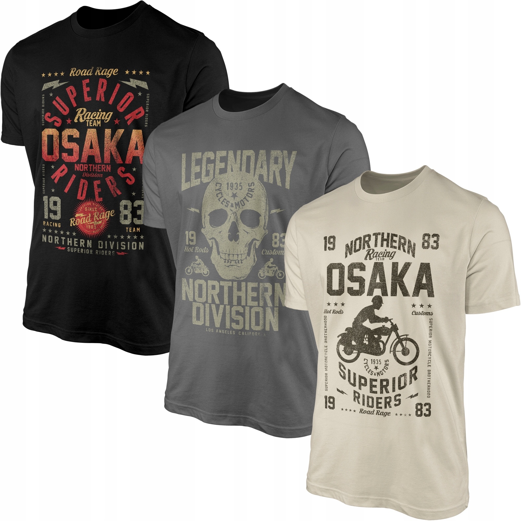 Pánské trička pro motorkáře na motorku Lebka Lebka Sada triček