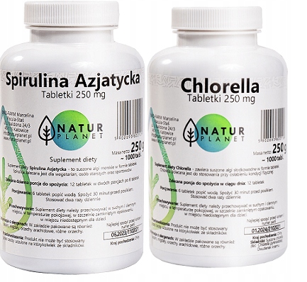 

Spirulina Chlorella Algi Zestaw 2000 tabletek