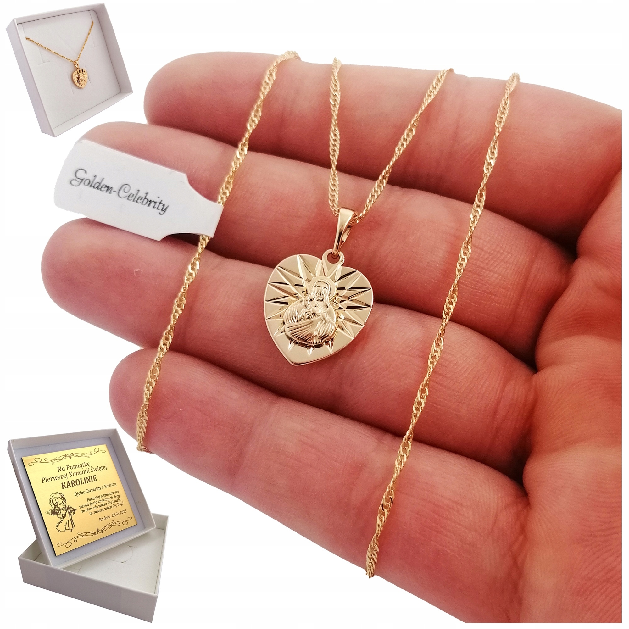 

Złoty Łańcuszek+medalik Szkaplerz Matka Boska 18K