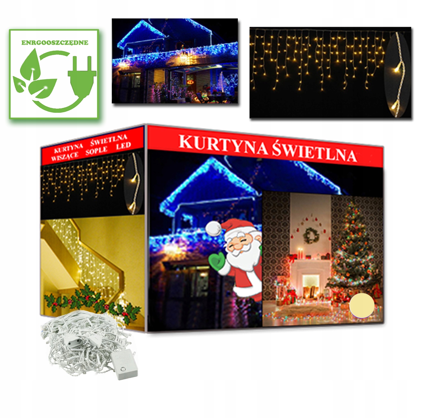 

Kurtyna Świetlna Sople 100 Led Lampki Białe Ciepłe