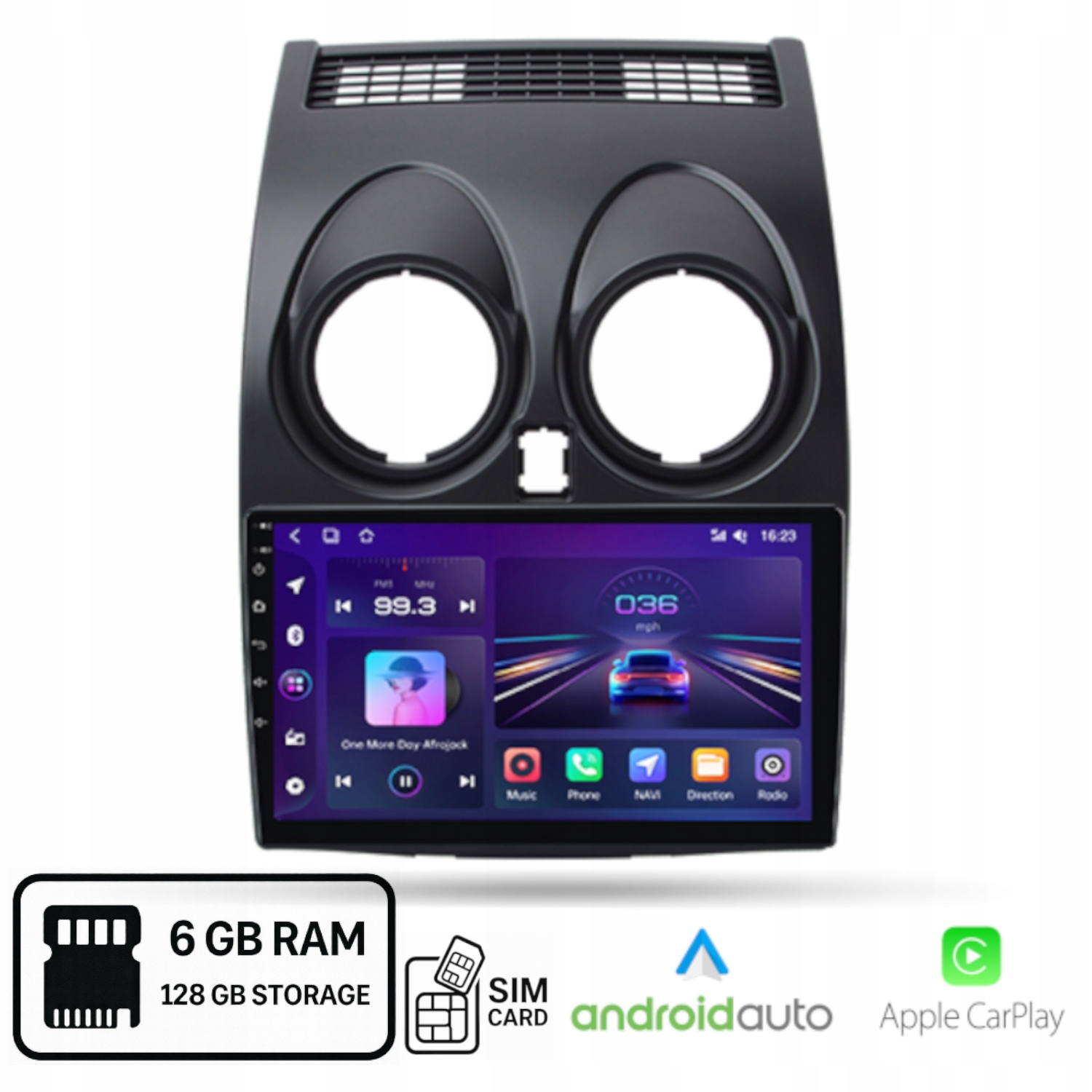 Radio Android do Nissan Qashqai J10 Carplay Android Auto Sim 6+128 Gb
