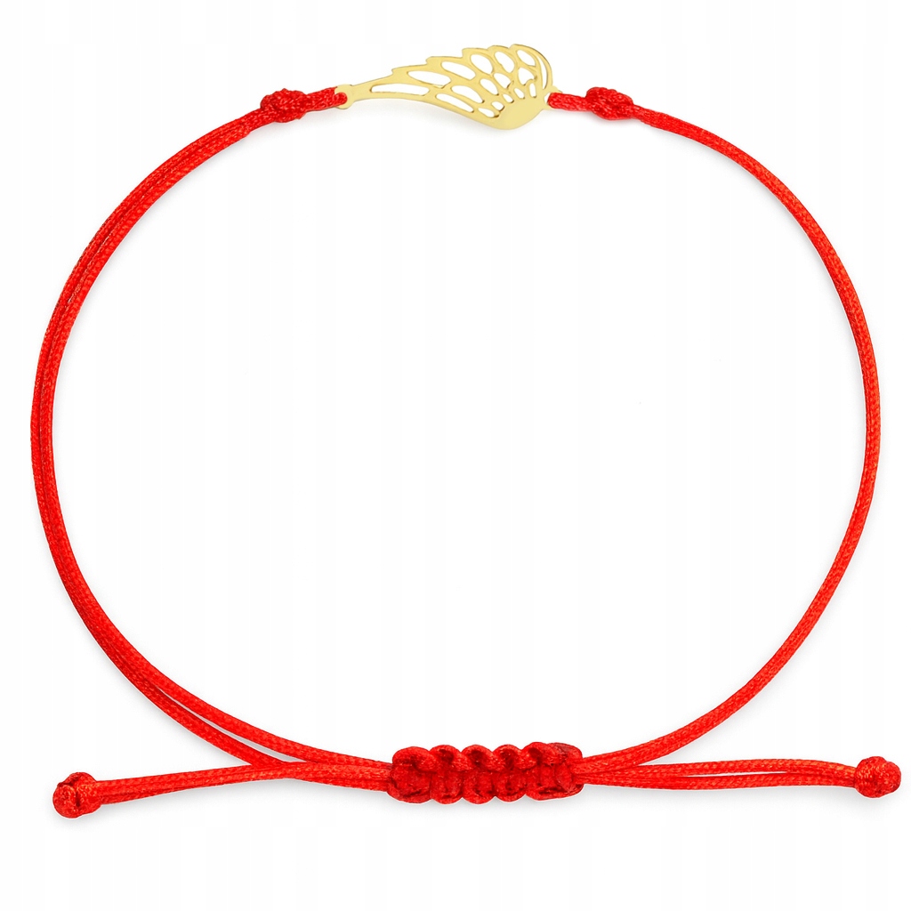 Zlatý náramek na provázku s křídlem ryzosti 585