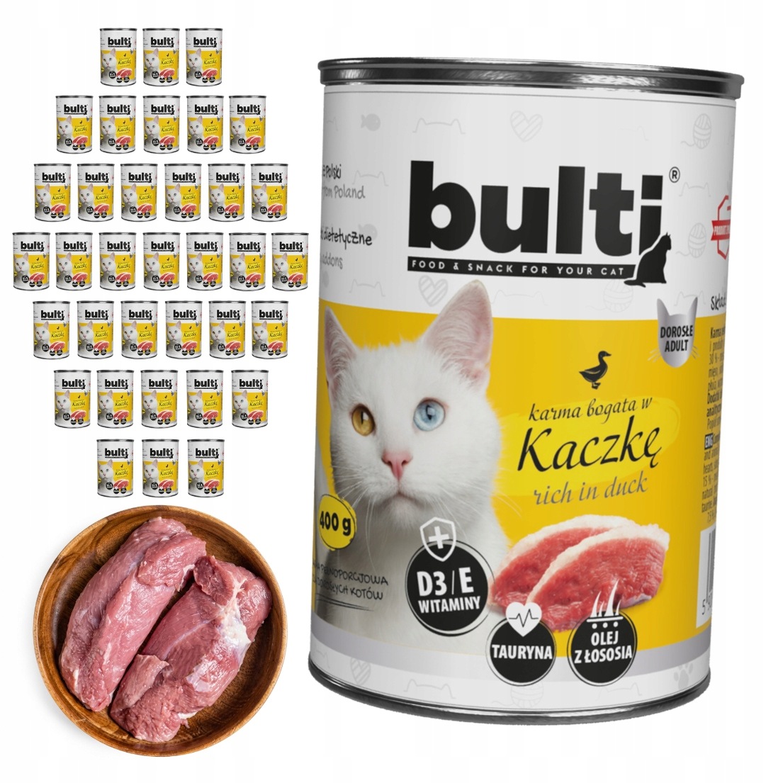 Bulti mokré krmivo pro kočky Kachní konzerva 36x400 g Kompletní krmivo