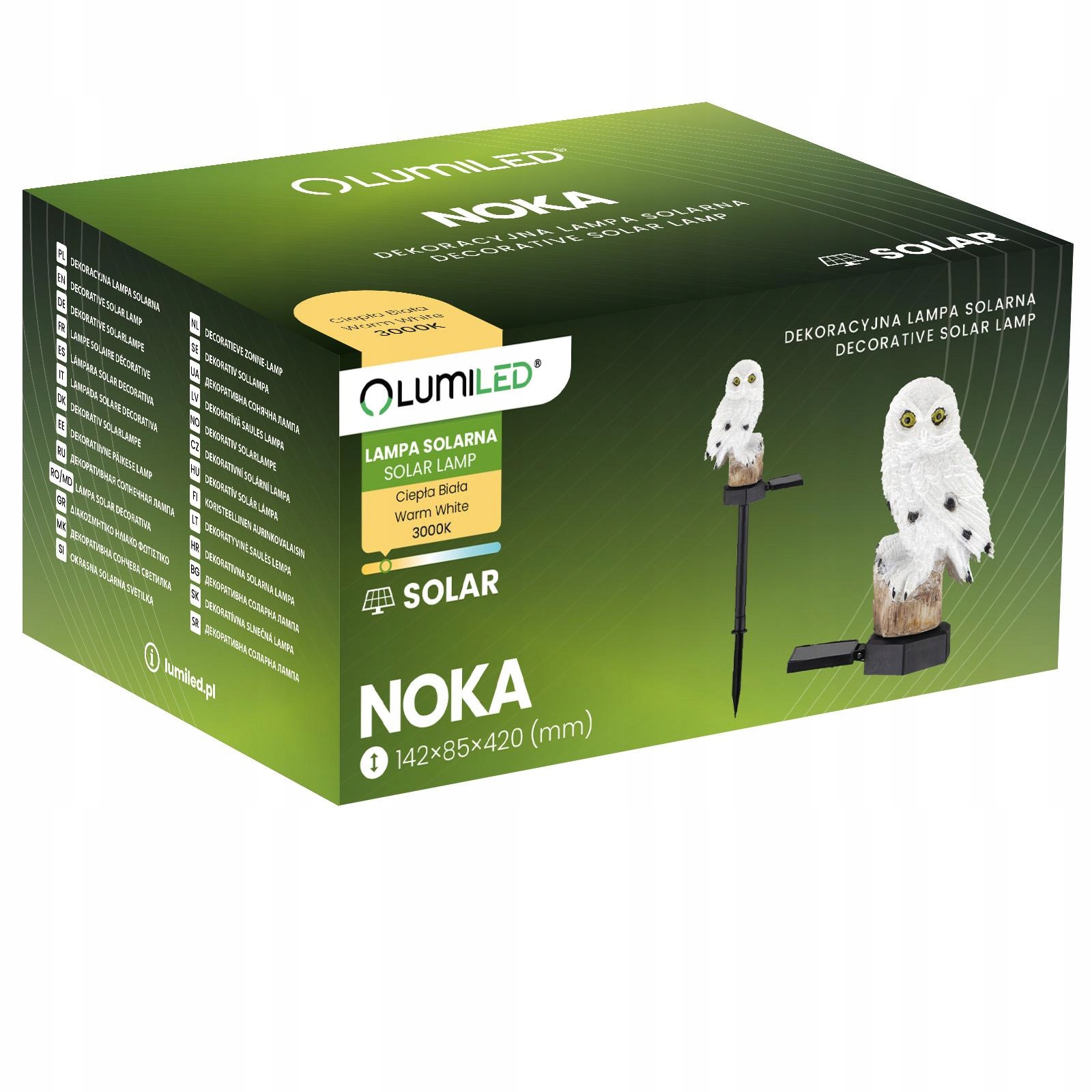 Lampka Solarna SOWA Lampa OGRODOWA LED Wbijana z Czujnikiem Wodoodporna Kod producenta LUMSOL1095