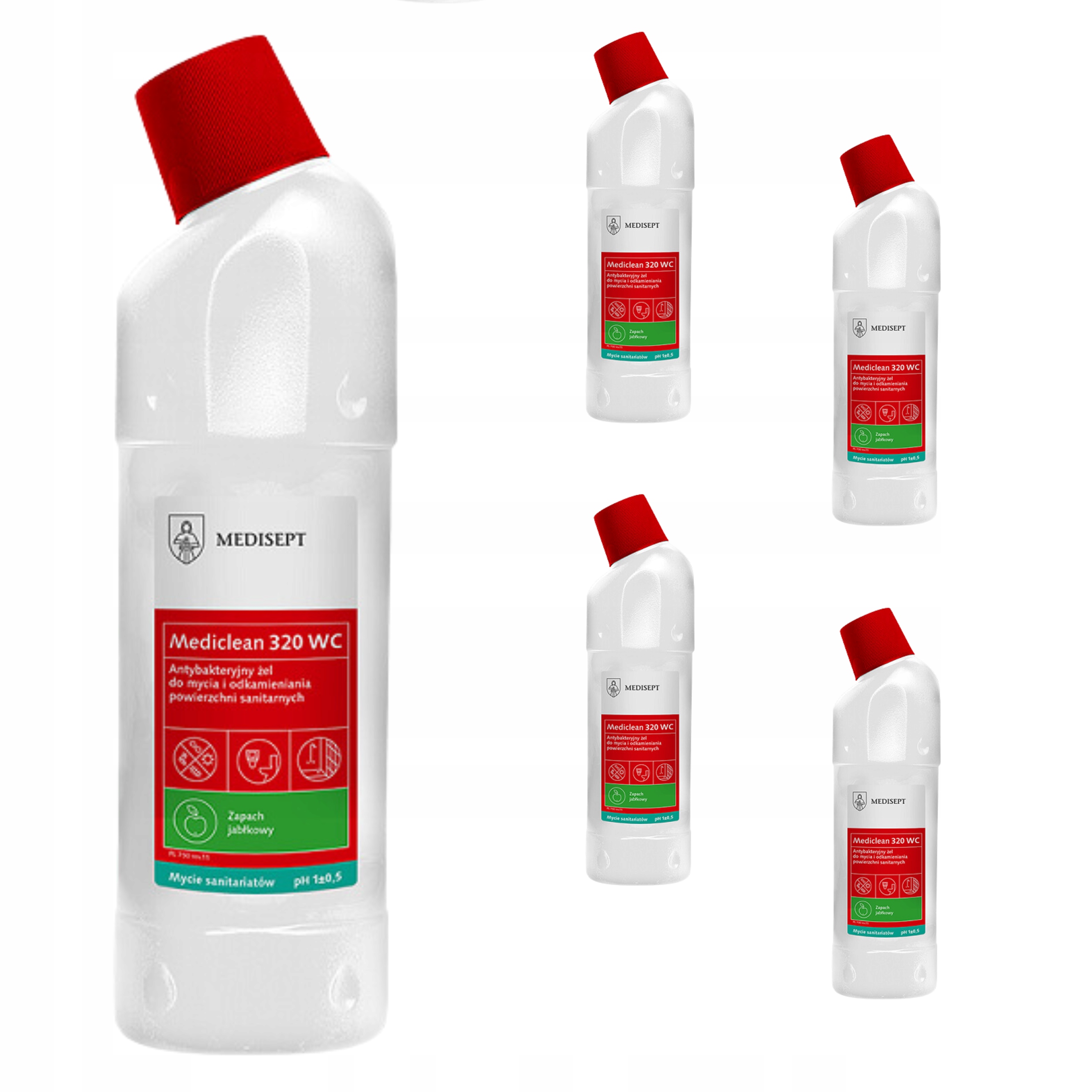 Levně Antibakteriální Gel Gel Na Wc Medisept 320 Wc 750ML Sada Jablko