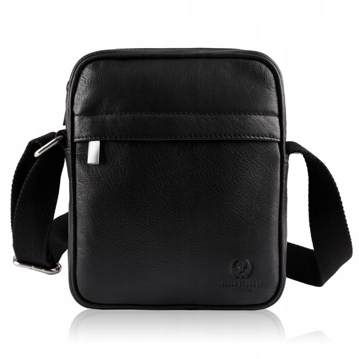 Pánská taška přes rameno z pravé kůže černá Paolo Peruzzi