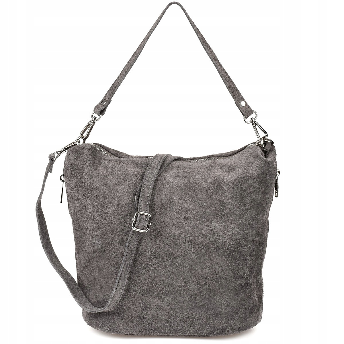 Kabelka Přes Rameno Kožená Semišová pásek na zip