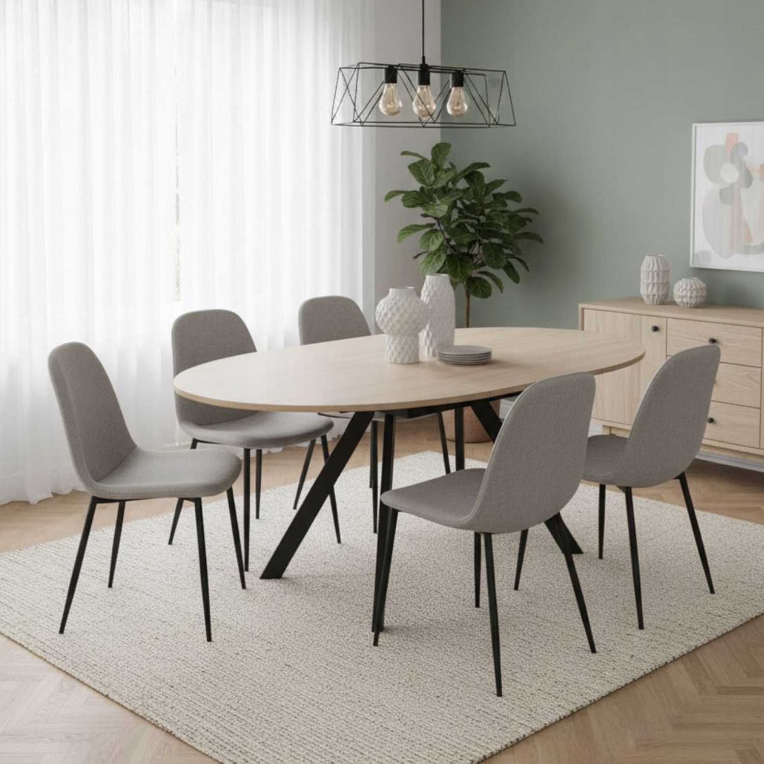 Stół rozkładany okrągły Loft 100-140x100 cm Dąb Metal Do kuchni Jadalni