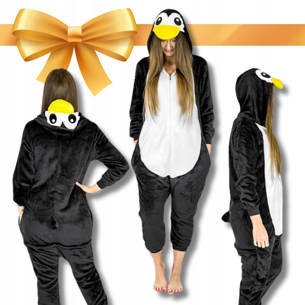Měkké dámské teplé pyžamo overal Jednodílné teplákovka oblečení Pingwin L