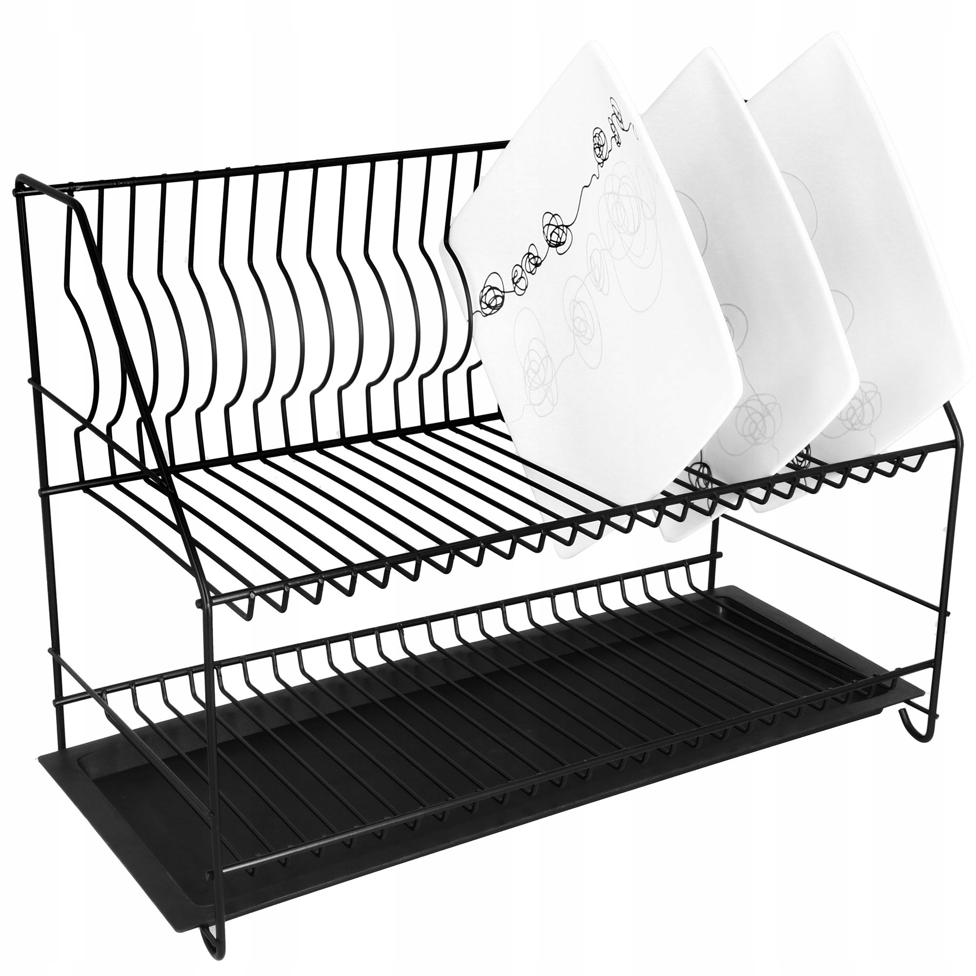 Odkapávač odkapávač na nádobí 2 úrovně 47 cm černý odkapávač