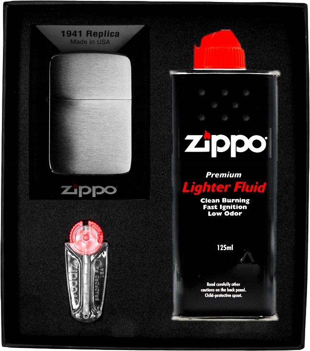 Sada Zippo Zapalovač Replica Brush Chrome Dárkový No1