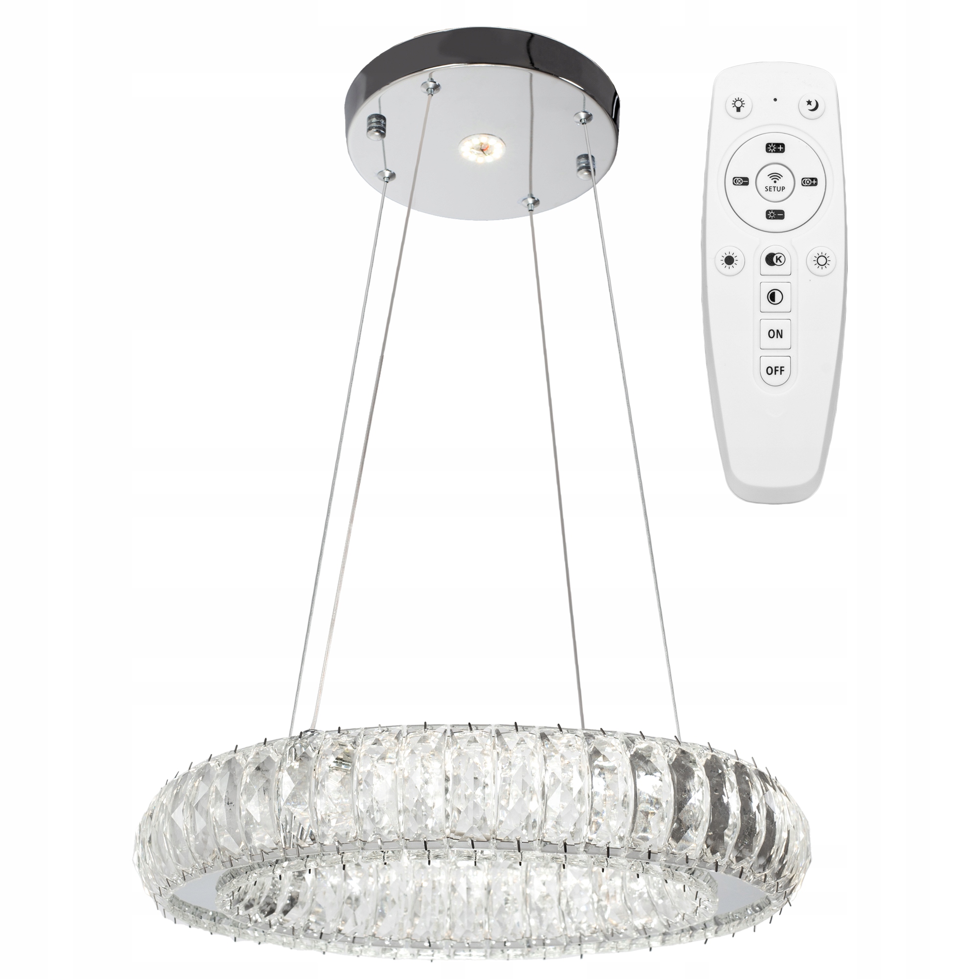 Lampa Kryształowa Sufitowa Chrom Led Pilot Kryształ Toolight