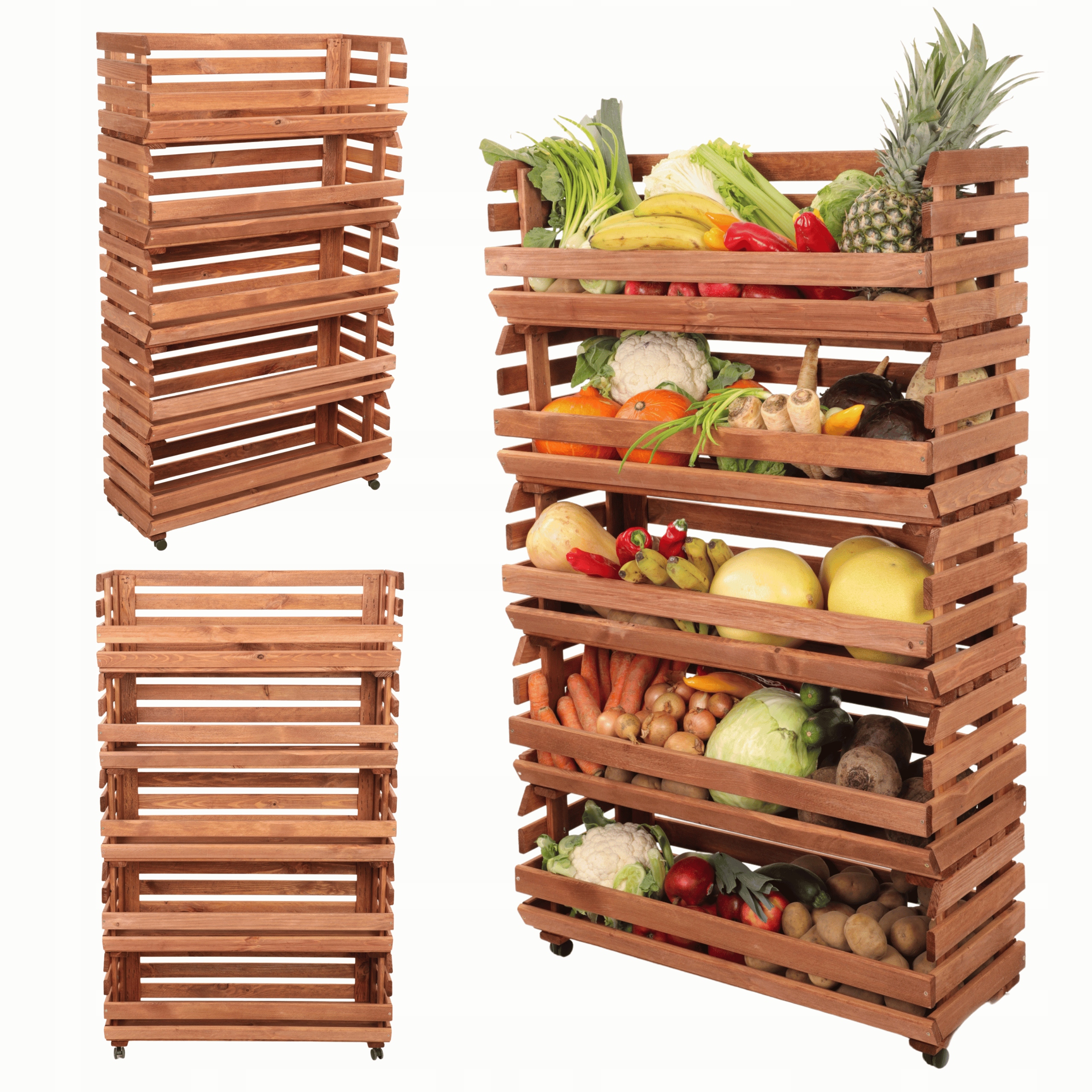 Boxy na kolečkách regál na zeleninu 5 boxů impregnace 132x80x30