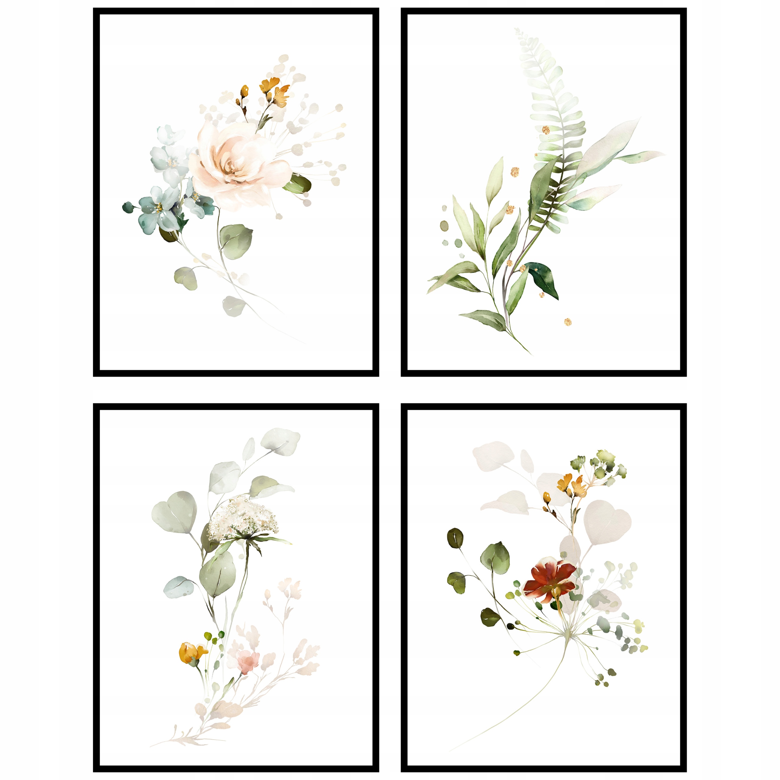 Plakaty obrazy kwiaty boho zestaw 4szt. 40x50