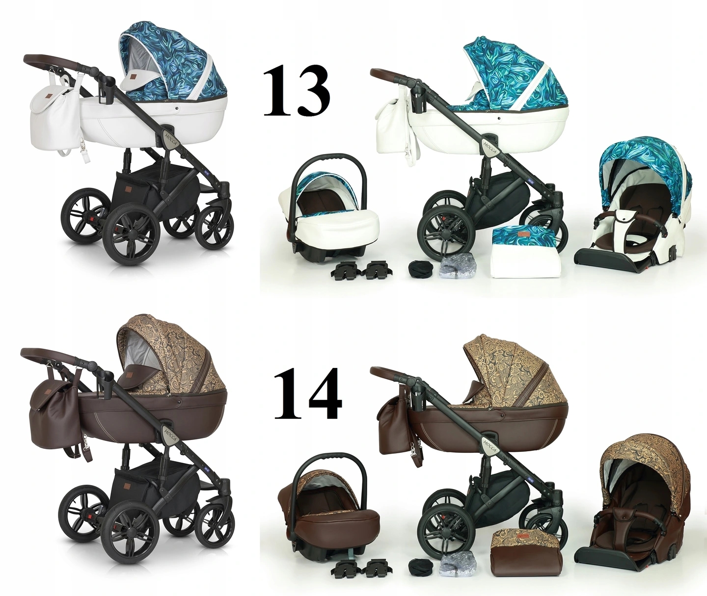 WÓZEK DZIECIĘCY VERDI MOCCA 3W1+ TORBA + AKCESORIA Zestaw 3w1