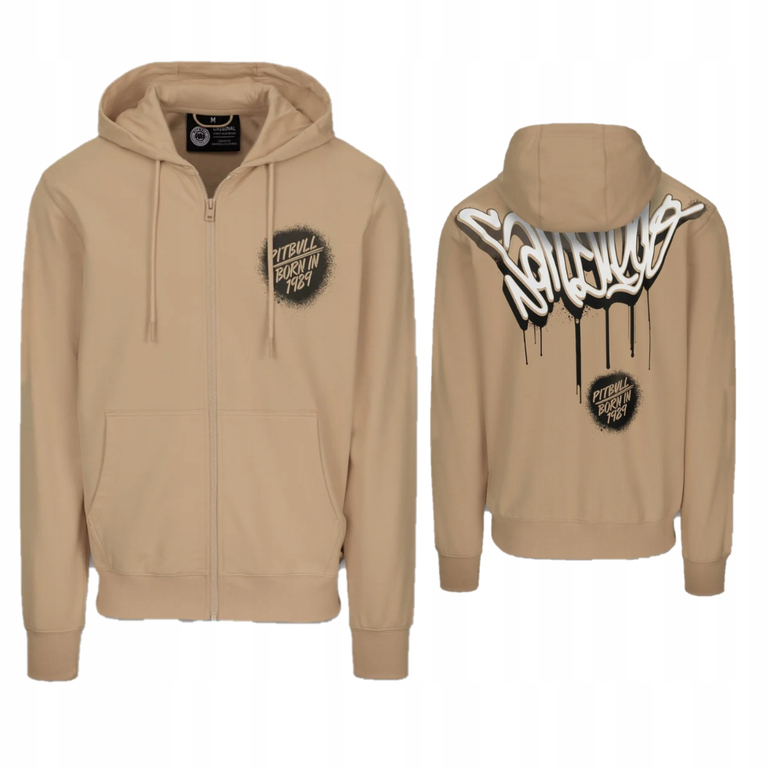Pitbull West Coast Rozepínací Mikina S Kapucí Graffiti Béžová L