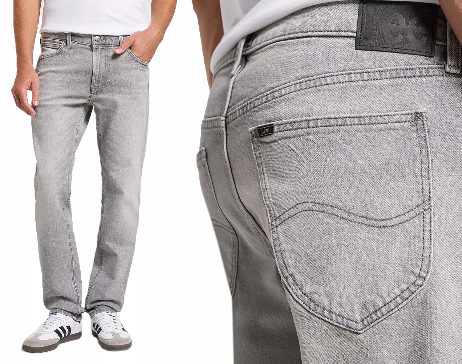 Pánské šedé jednoduché džínové kalhoty Lee Daren Zip Fly Engineer W40 L34