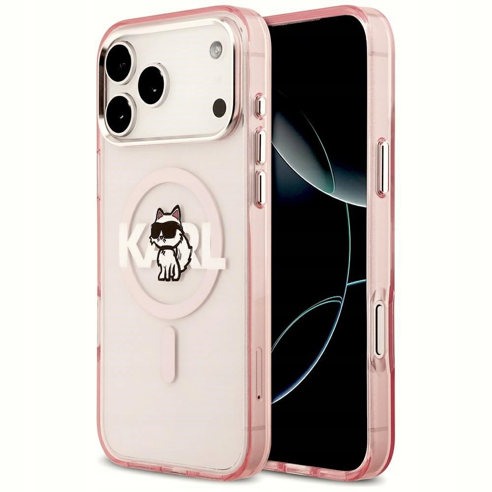 Pouzdro Karl Lagerfeld Choupette Sketch MagSafe pro iPhone 17 Pro Max, růžové