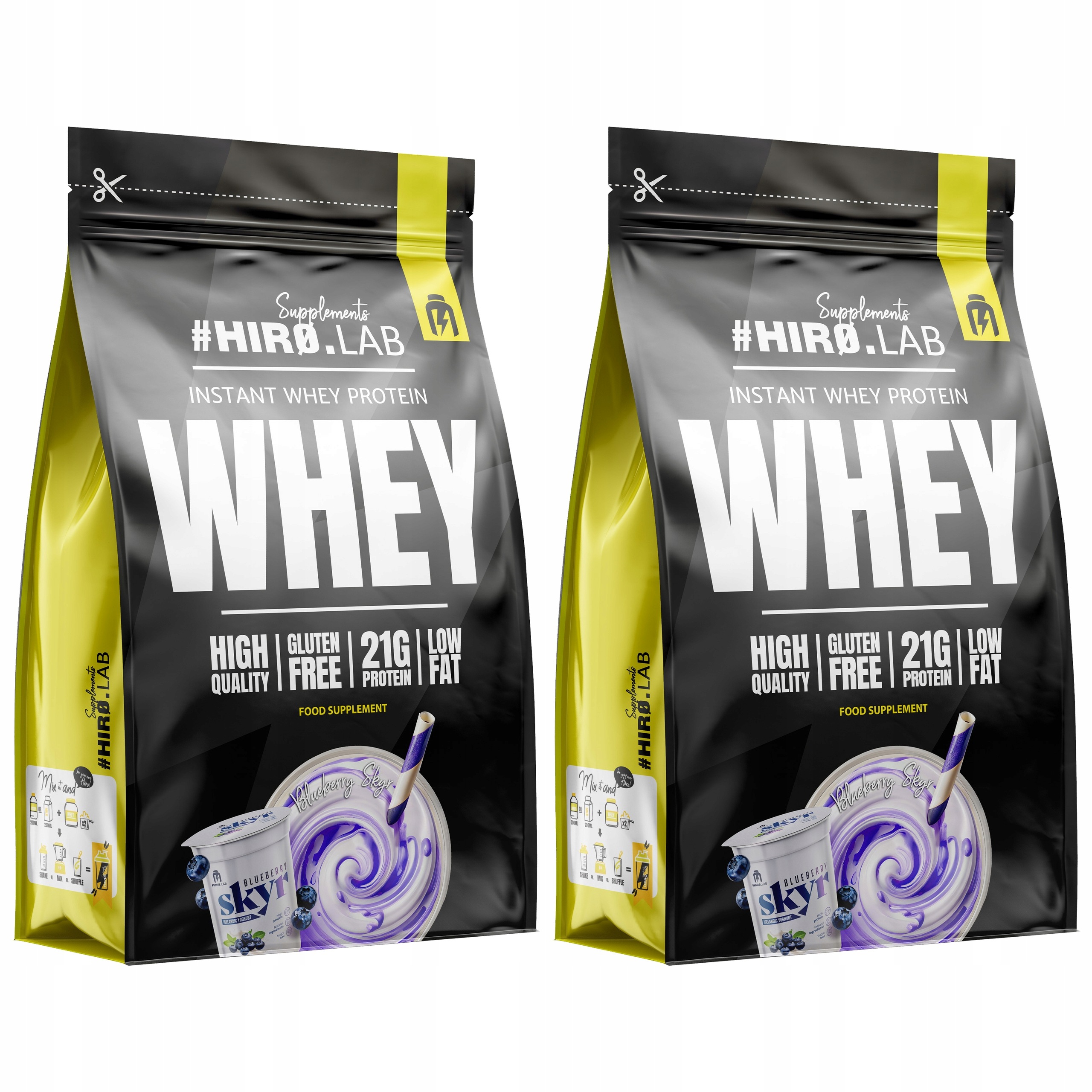 2x Wpc Instant Whey Protein syrovátkový doplněk stravy 2000 g Jagoda Skyr Hi