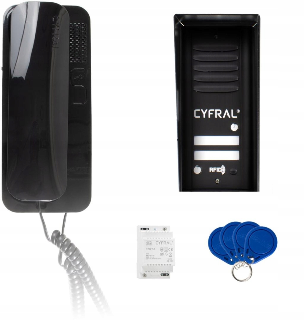 Domofon Cyfral Cosmo 2-LOKATORKI Czarna Kaseta Czarne Unifony Cyfral