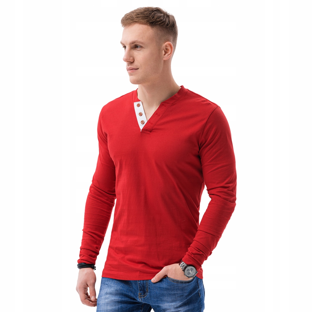 

Longsleeve męski z guzikami czerwony L133 M