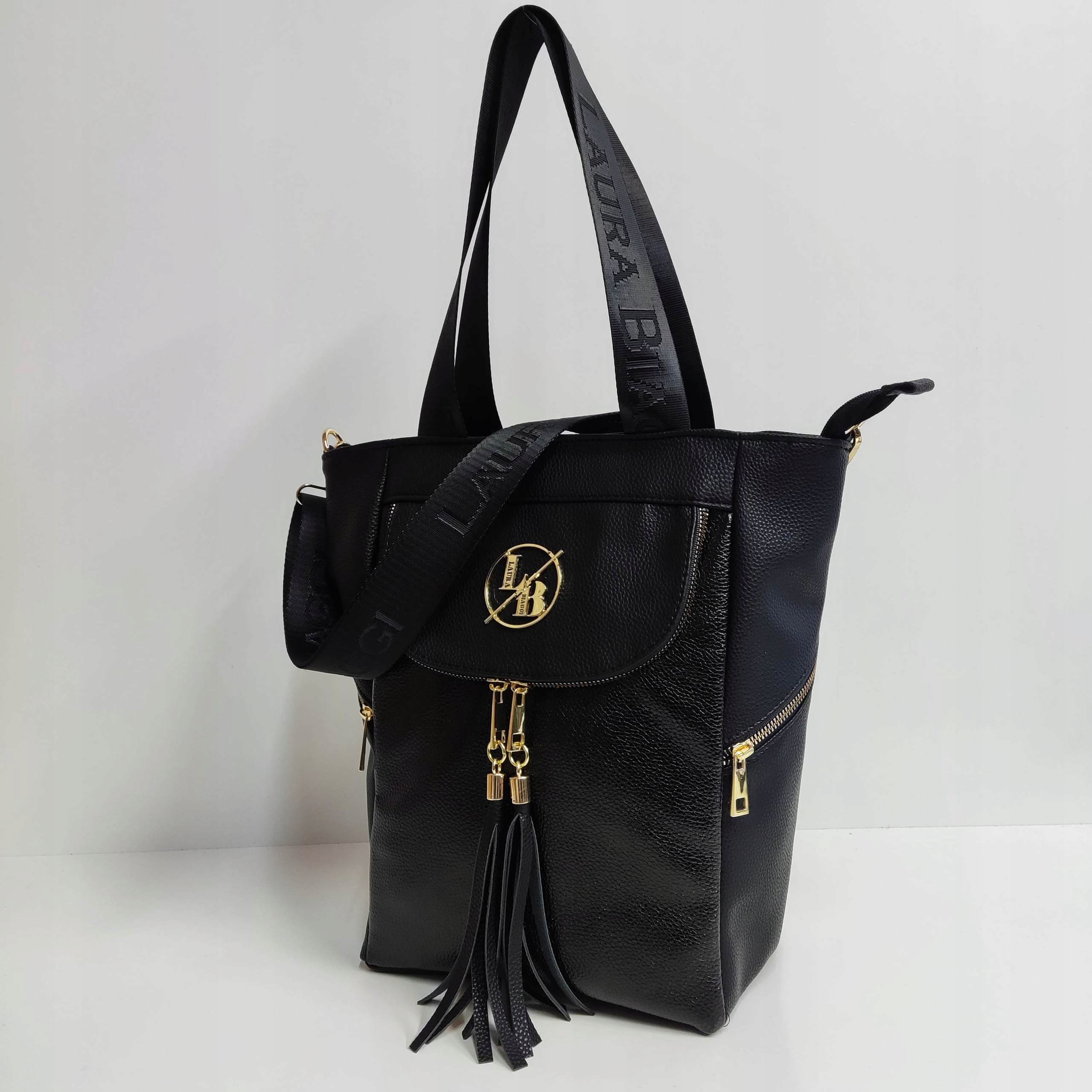 Torebka shopper Laura Biaggi torba na ramię czarna listonoszka Płeć kobieta