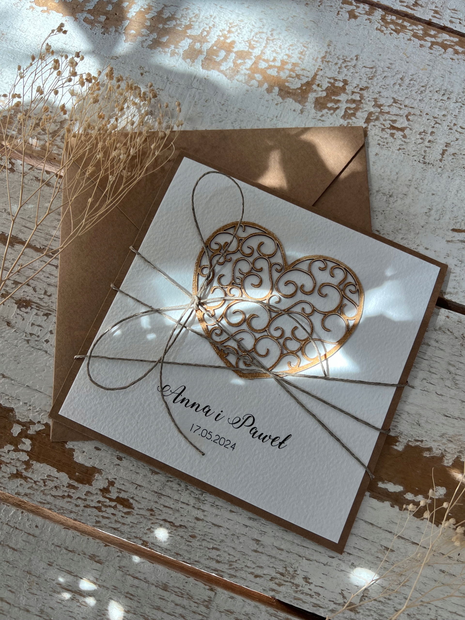 Svatební přání ručně vyrobené personalizované srdcem KSLK-001