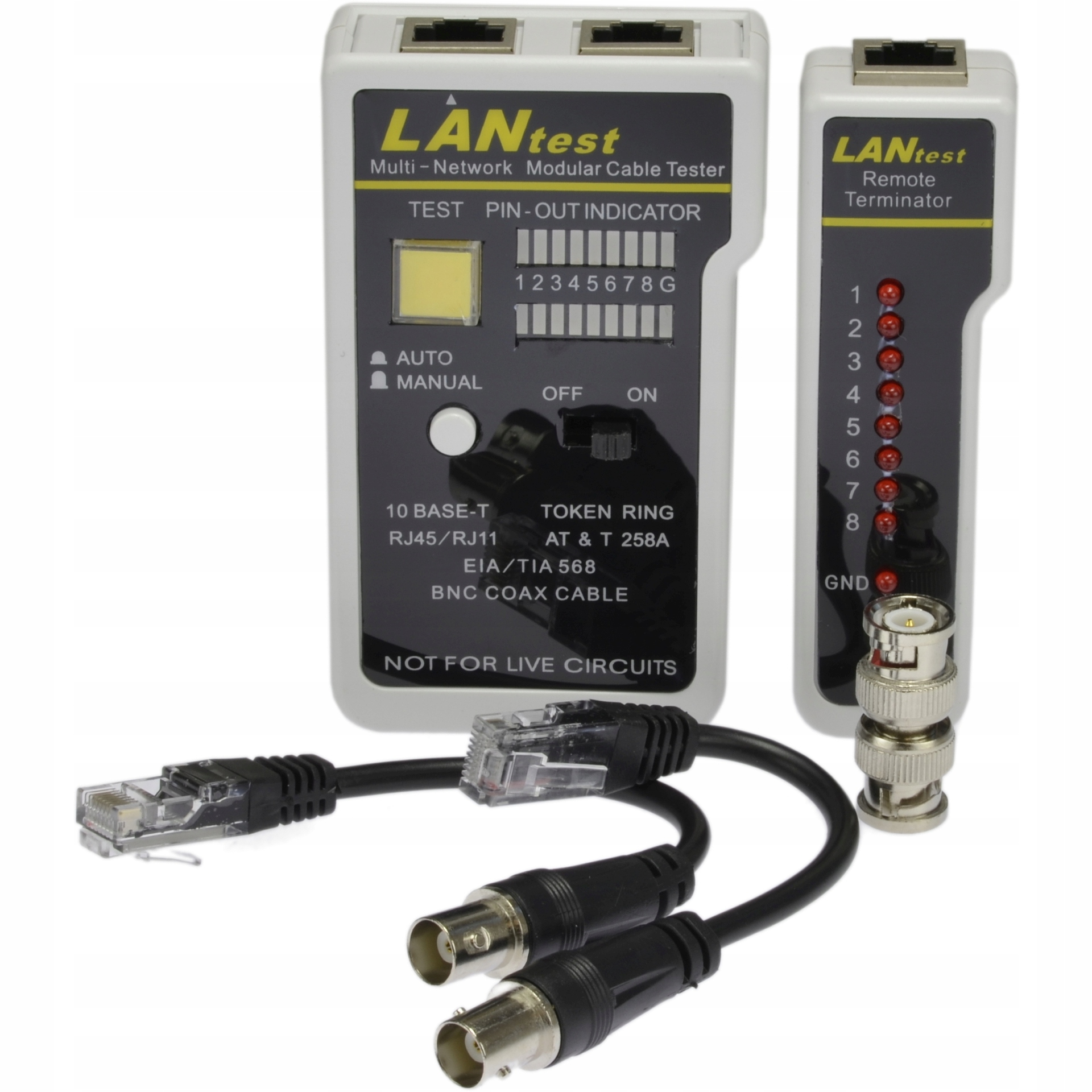 

Neku Tester kabli sieciowych Lan RJ45 RJ12 11 Bnc