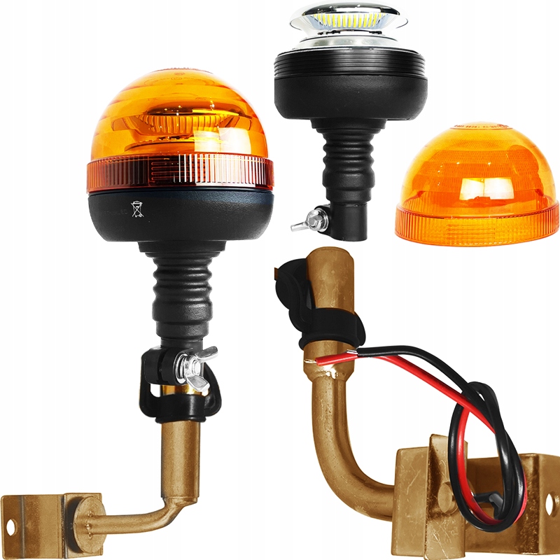 LAMPA OSTRZEGAWCZA BŁYSKOWA LED R65 R10 FLEX MOCOWANIE Z TRZPIENIEM