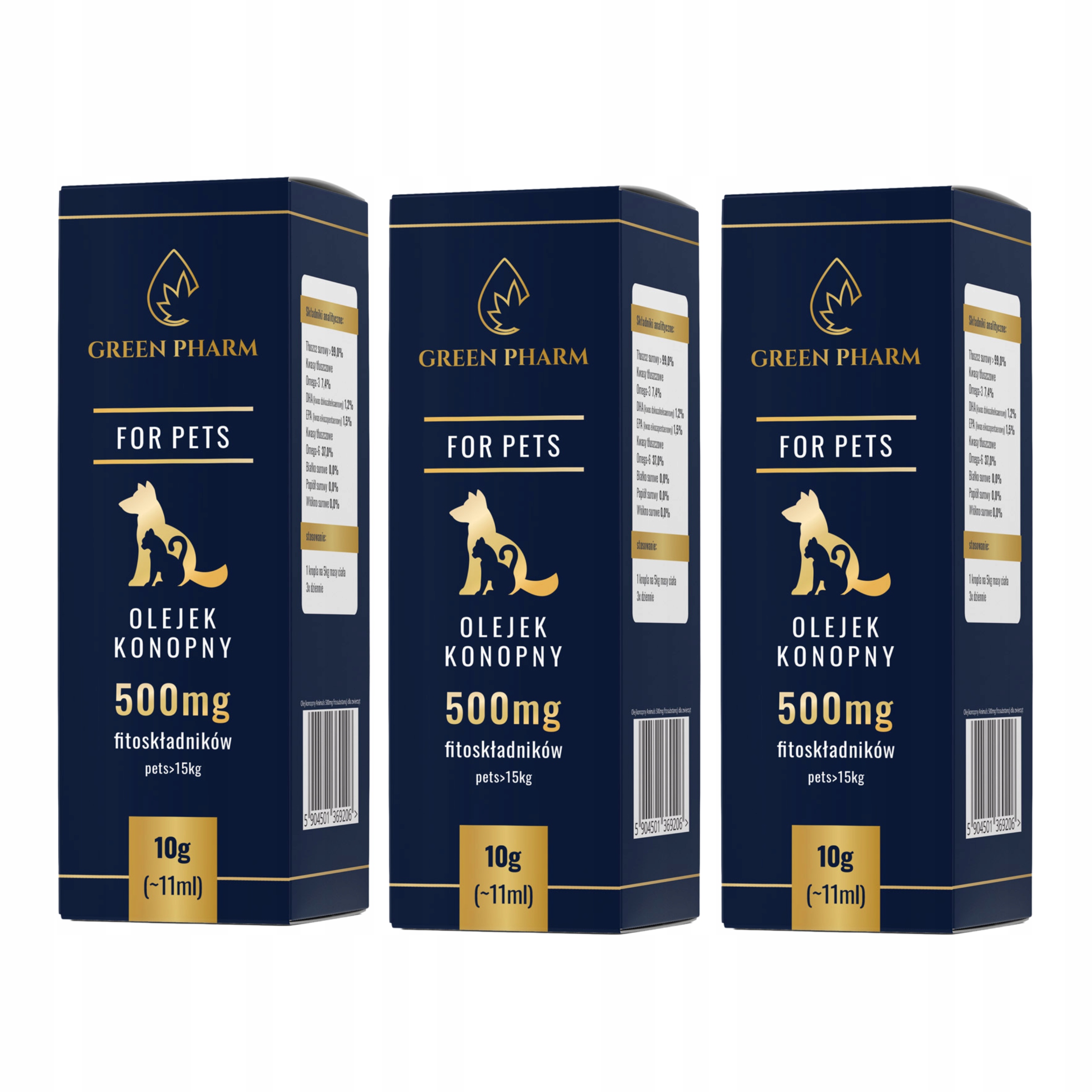 3x Cbd Konopný olej pro psa 5% 11 ml Bez Thc Veterinární