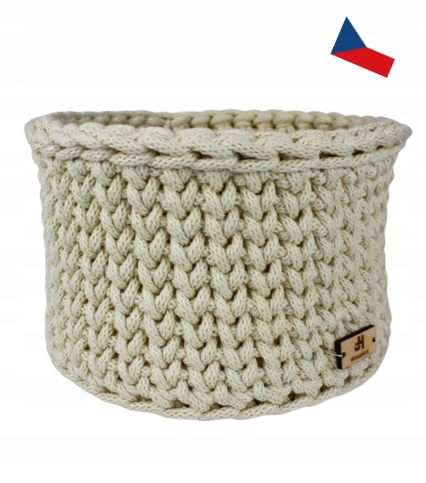 Jh WoodArt Háčkovaný košík velký bílý 1 ks