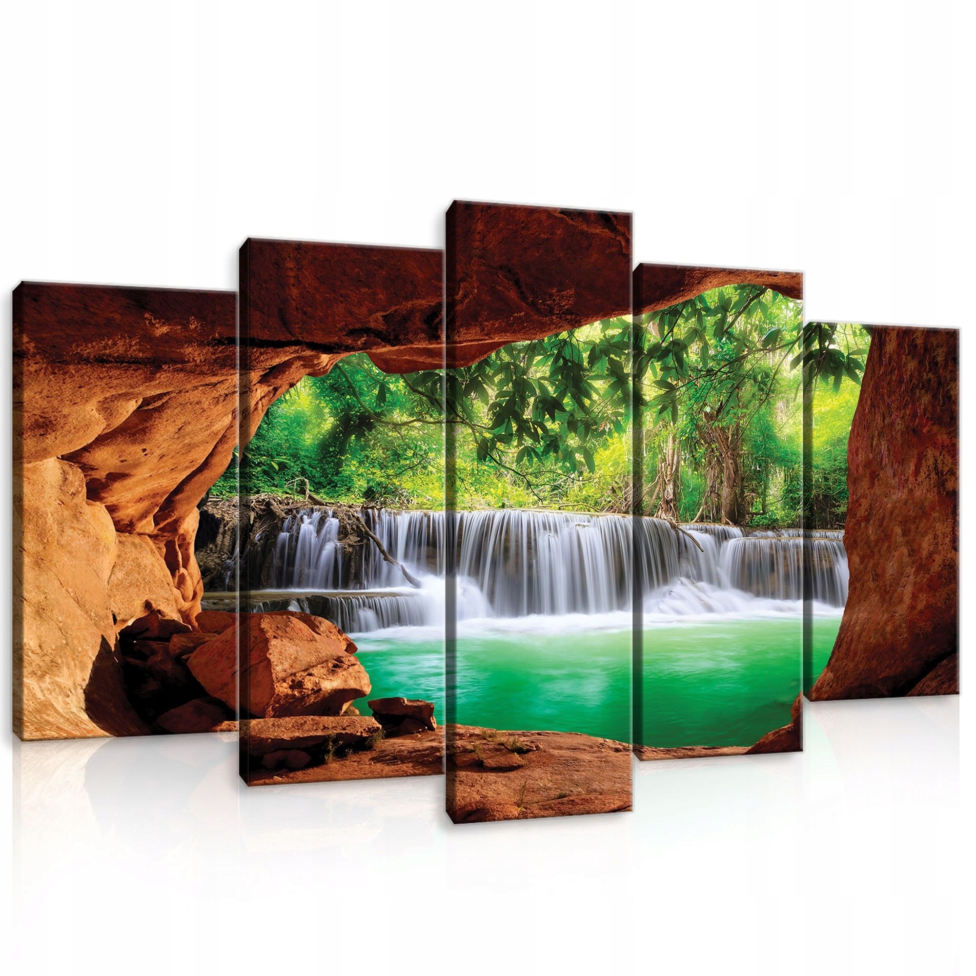 Obraz 100x60 Vodopád jeskyně krajina tropy příroda zeleň voda skály