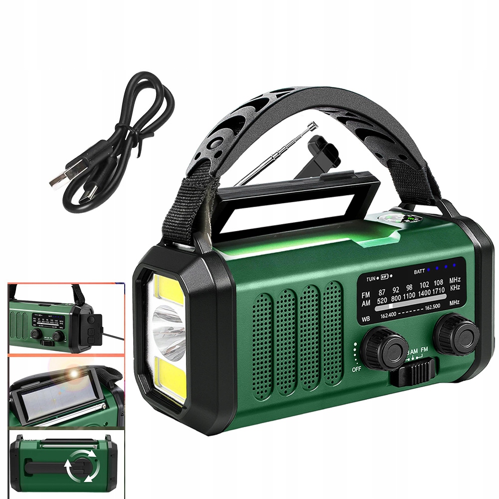 Přenosné Solární Rádio Klika Alarm Dynamo Nouzová Svítilna