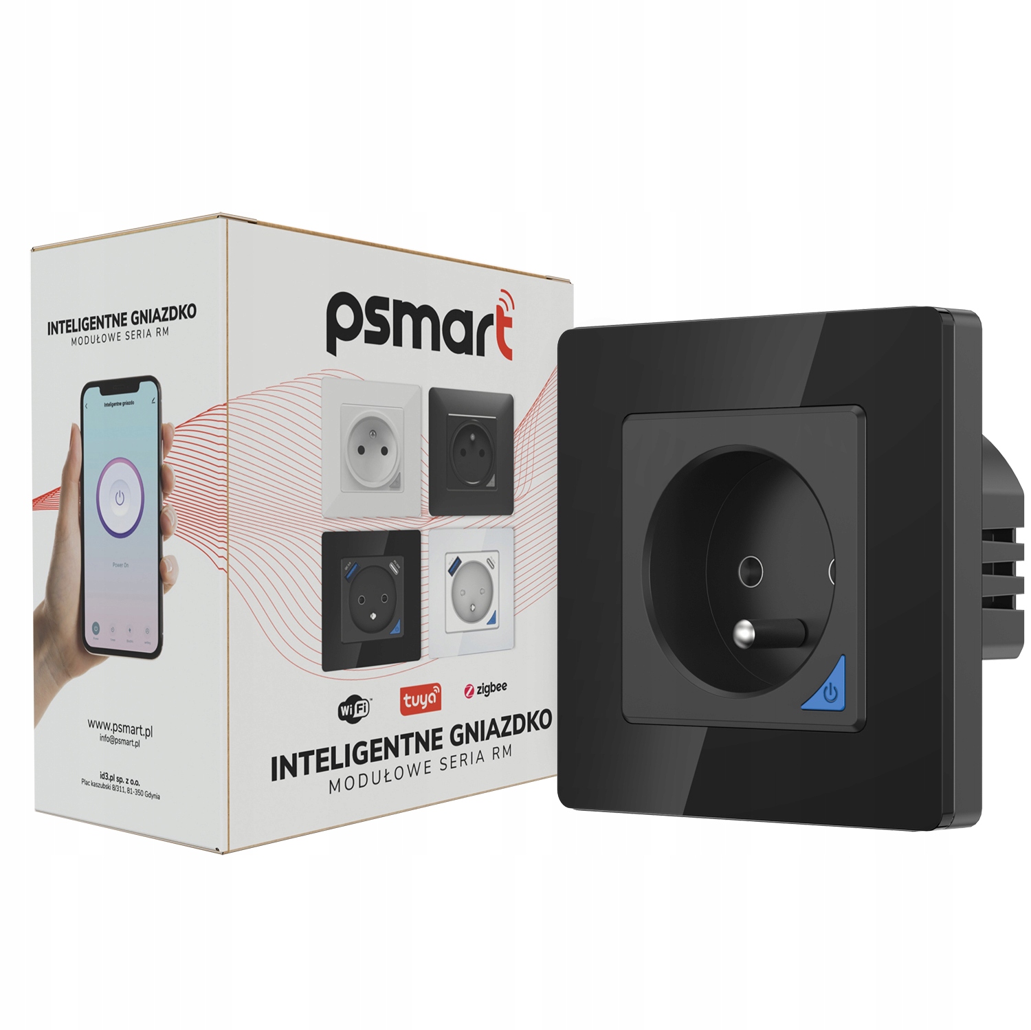 

Psmart Gniazdo pomiar szkło czarne Rm ZigBee Tuya