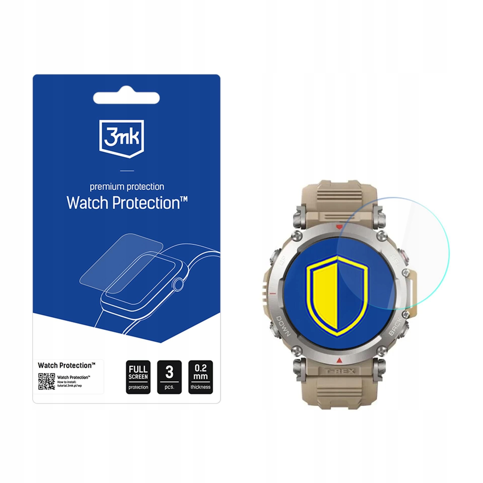 3 szt. Szkło hybrydowe do Amazfit T-Rex Ultra 3mk Watch Protection