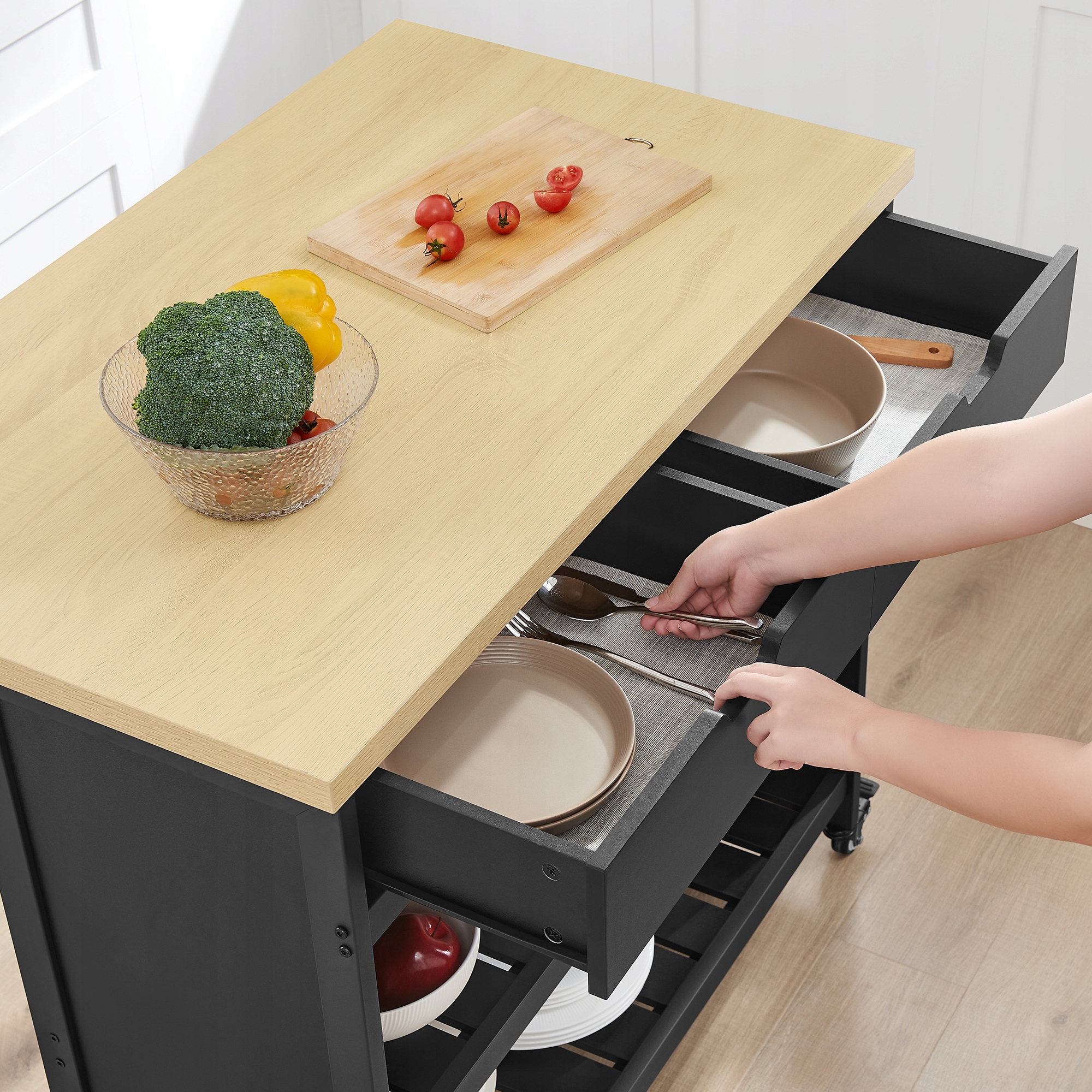 Wyspa kuchenna hokery zestaw dąb Homit Kolor mebla czarny dąb