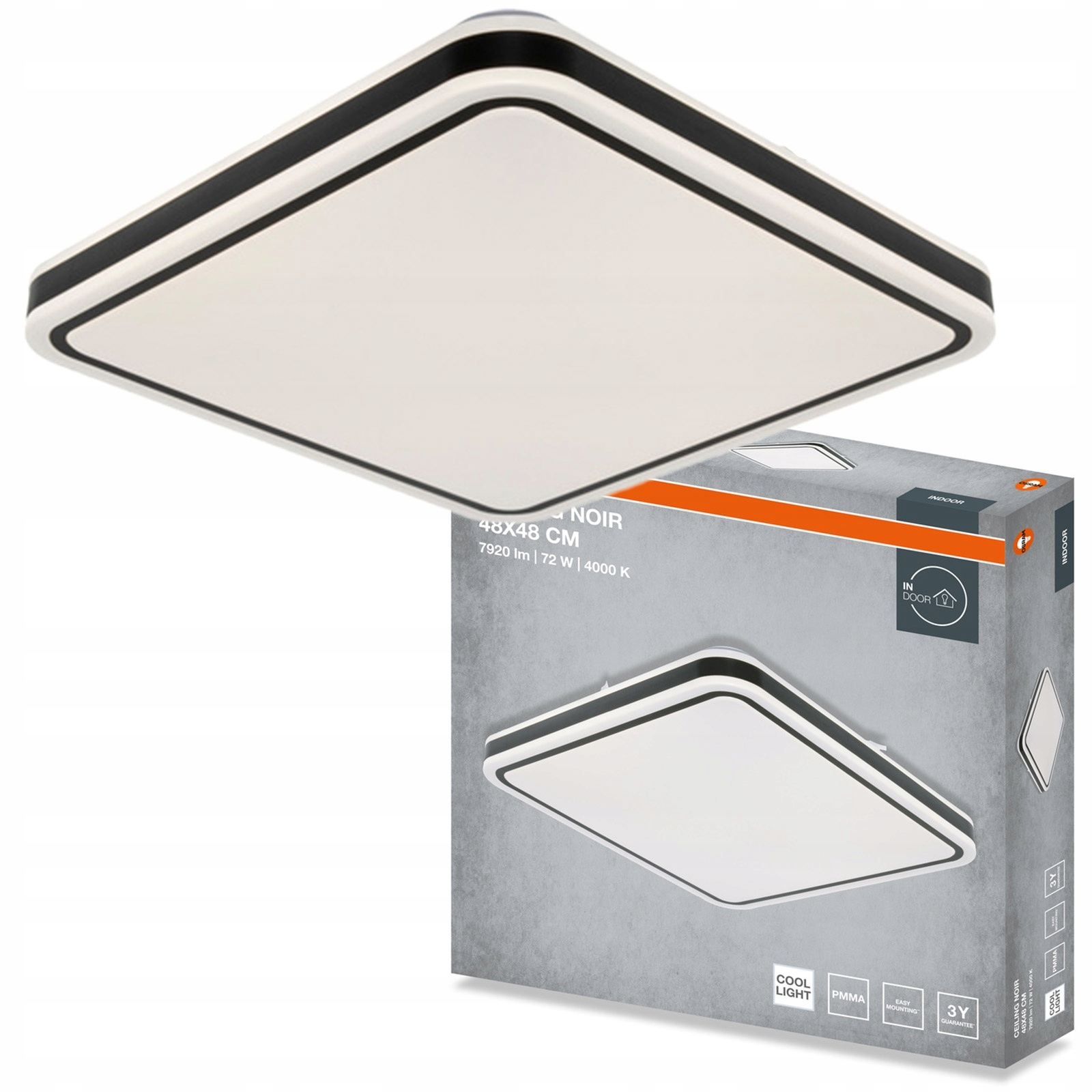 Stropní Svítidlo Led nástěnné svítidlo 72W 4320lm 4000K Čtvercový Černý Noir Osram