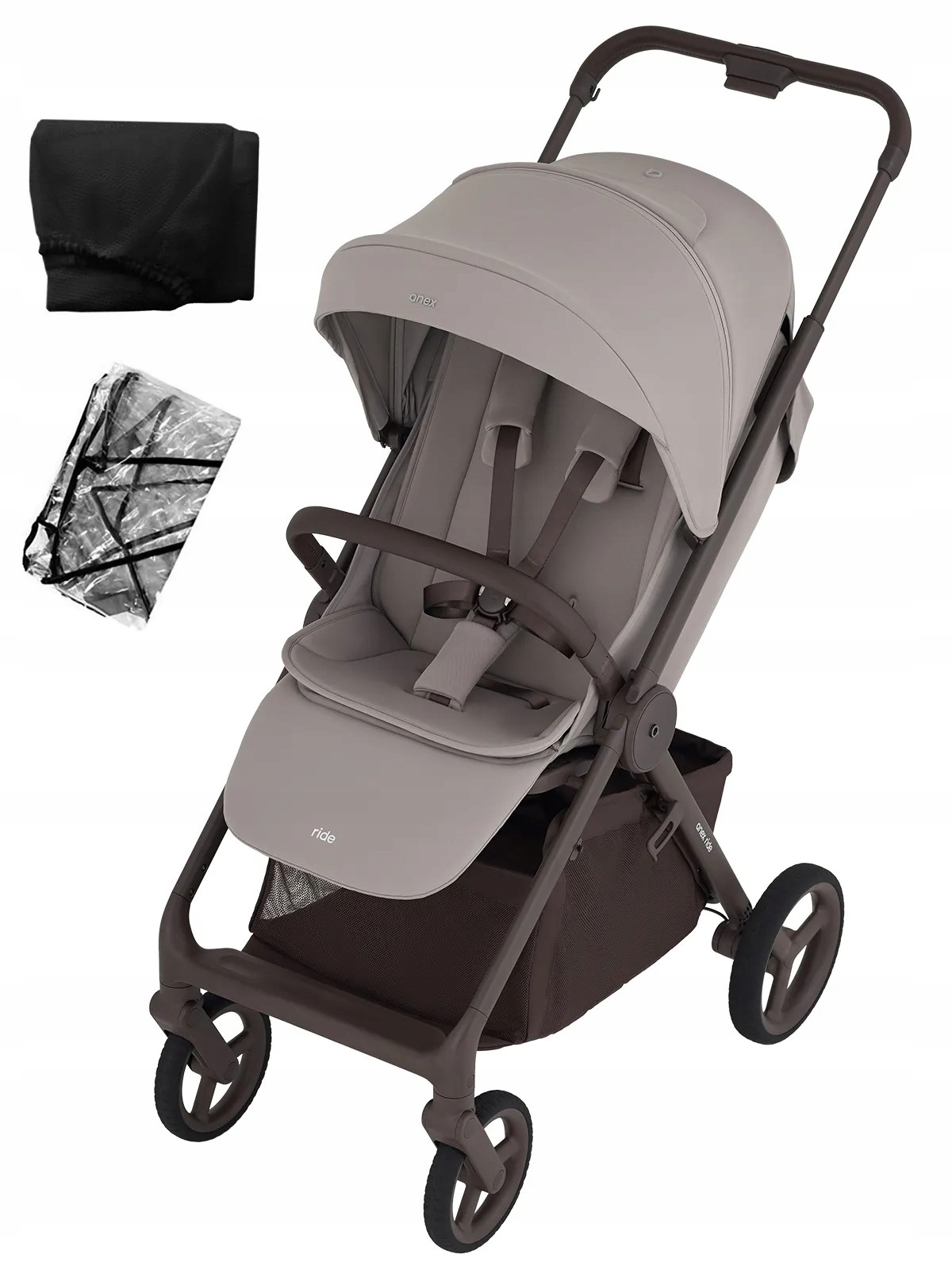 Anex Ride – wózek spacerowy – Chrome folia i moskitiera