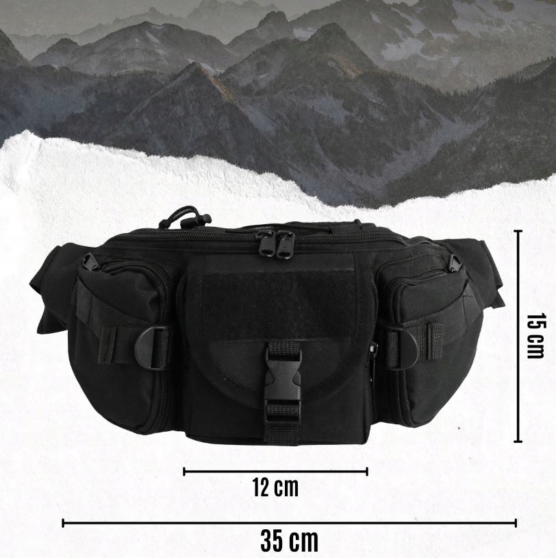 NERKA SASZETKA MĘSKA WOJSKOWA BIODRÓWKA Z PASKIEM TAKTYCZNA SURVIVAL XXL Kolor czarny