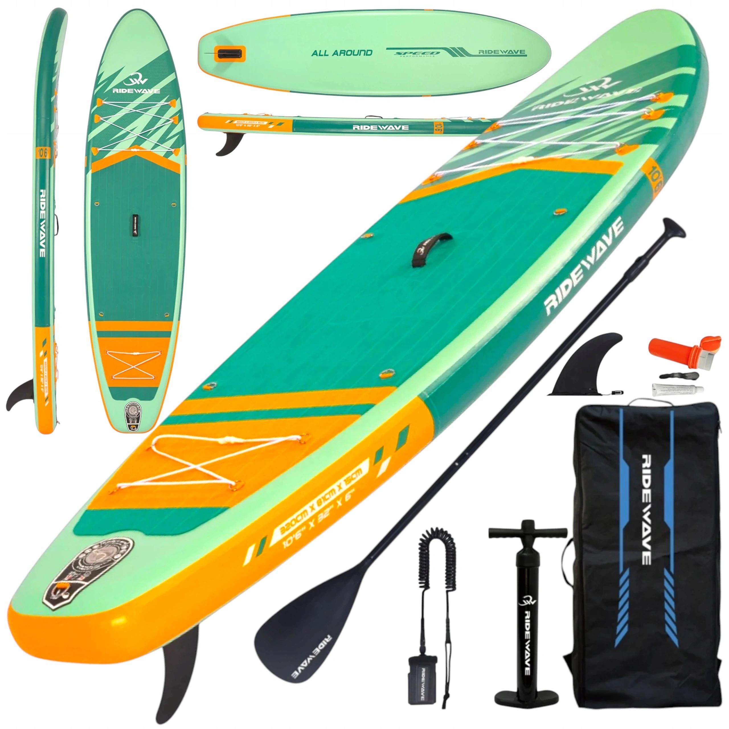 Deska Sup Do Pływania Pompowana Ridewave 320cm Torba Wiosło Pompka Smycz