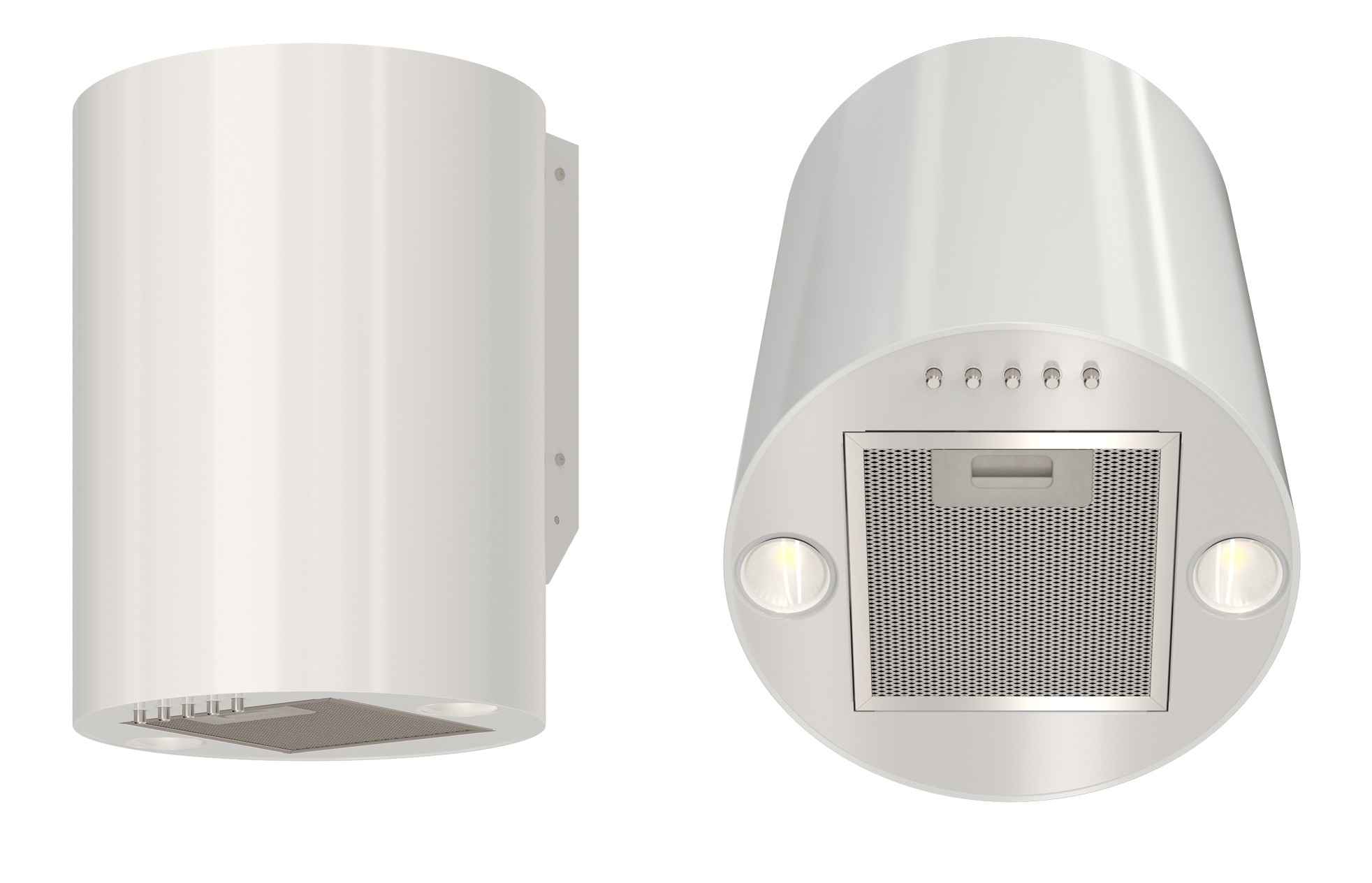 Okap kuchenny tuba Podszafkowy kominowy biały mat Wydajny Okrągły cylinder